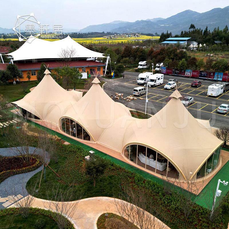 户外露营基地帐篷网红酒店帐篷大型铝合金连体印第安活动餐饮帐篷