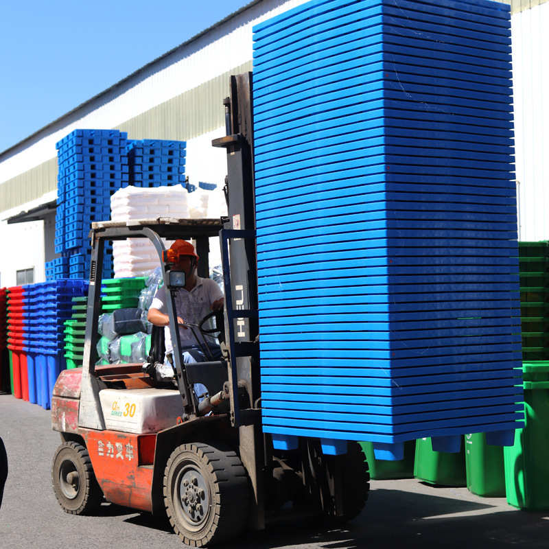 锦尚来厂塑料托盘九脚网格托盘工厂仓库中转叉车防潮栈板塑料托盘