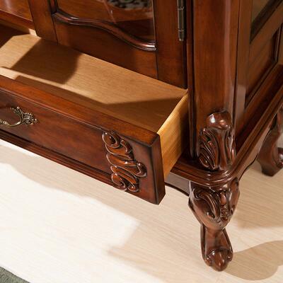 美式实木小酒柜式展双门ZG-66089酒柜靠欧墙电视边玻璃边柜柜客厅