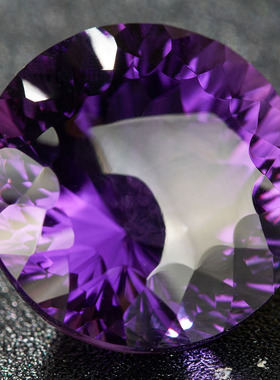 亏本捡漏价 27.25克拉 正圆形紫晶裸石戒面火彩好 支持私人定制