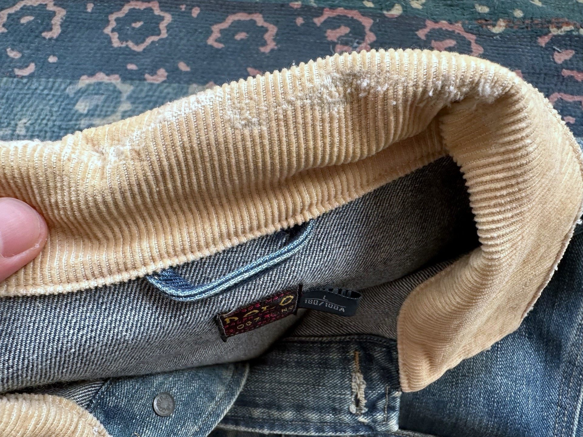 Polo Ralph Lauren Distressed Denim Corduroy Jacket — detail