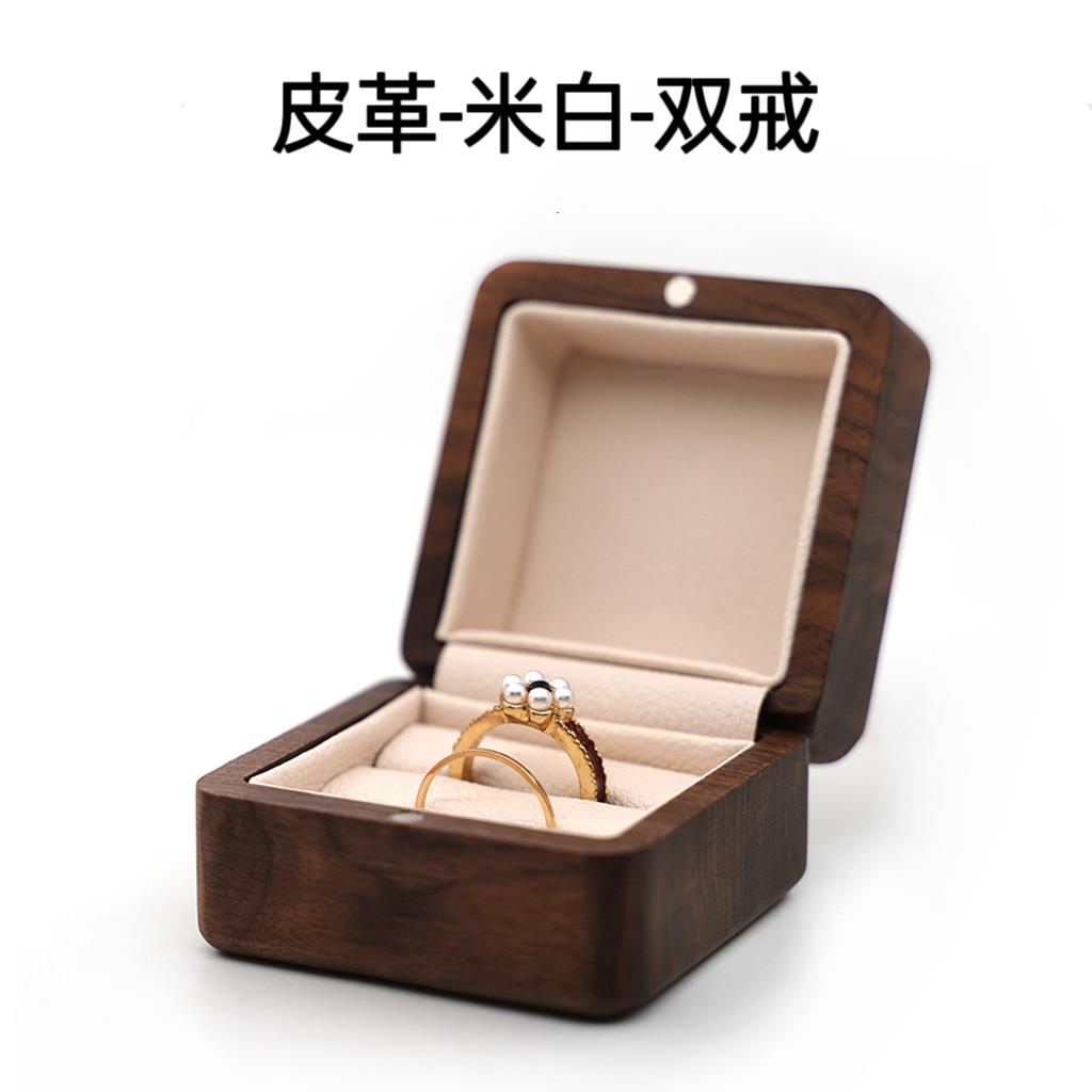 正品采产品实环精木戒指盒，对戒指，婚礼盒，高端致高端珠宝戒指