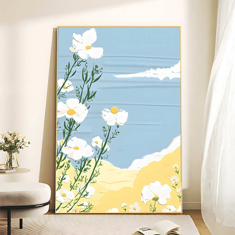 奶油风花卉客厅装饰画小清新沙发背景墙落地画北欧ins玄关挂画图片