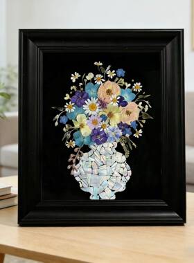 干花花瓶diy手工螺钿diy材料包花瓶暖场沙龙团建相框装饰画礼物