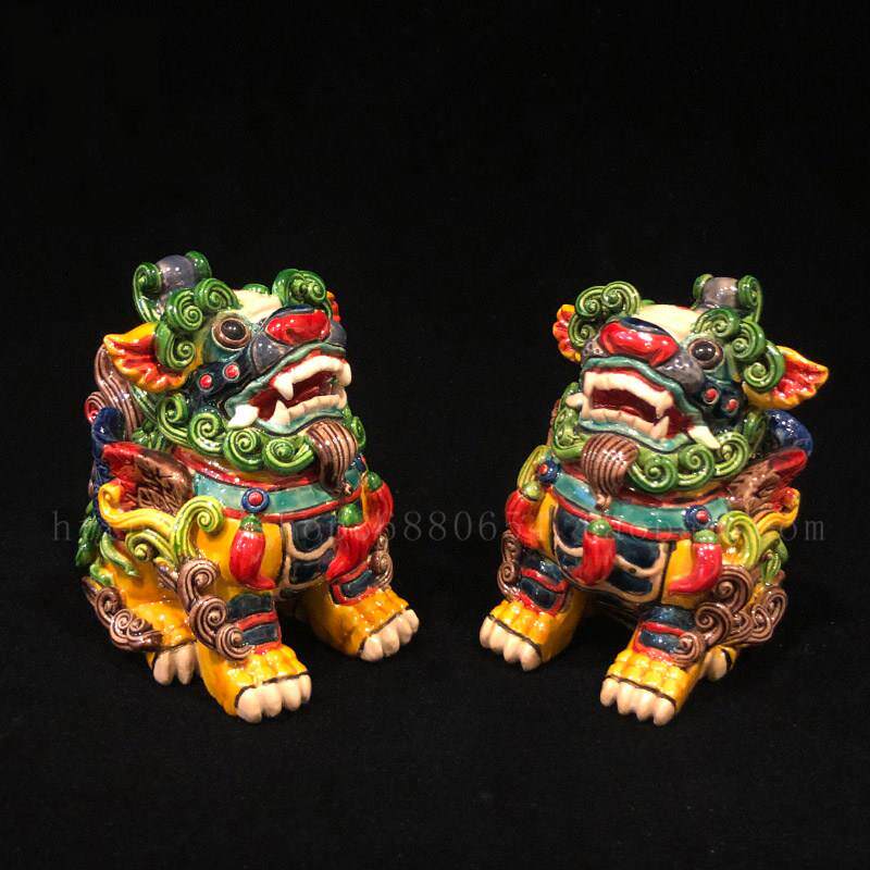石湾公仔招财貔貅风水摆件手工陶瓷工艺品客厅桌面中式办公室装饰