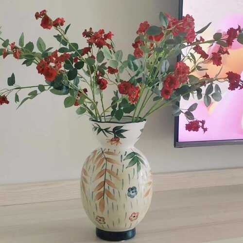 欧美田园风陶瓷手绘花瓶现代轻奢北欧插花花器客厅样板间家居装饰