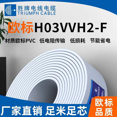 欧规VDE电源线H03VVH2-F多芯PVC护套线2芯扁护套线胜牌电线厂家