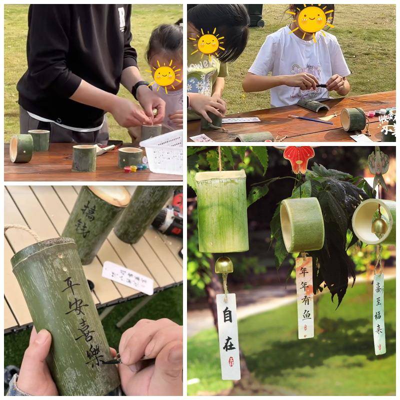 竹筒铃手工DIY材料包铃铛挂饰意创古风非遗竹子装饰品419中团式风