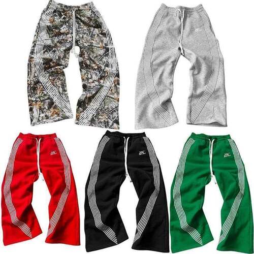 T 20495 Casual Loose Straight Leg Striped Pants 休闲条纹长裤