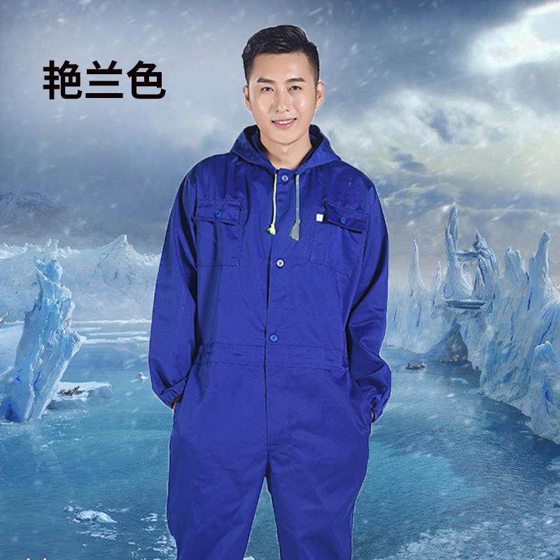 高档养身工服男女通作用藏青色中长版防尘服防殖溅水连连帽喷漆维