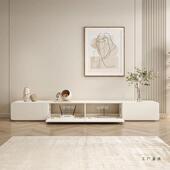 奶油风用电视柜简茶几组合现代约实木客圆角厅家白色RBT落地电视