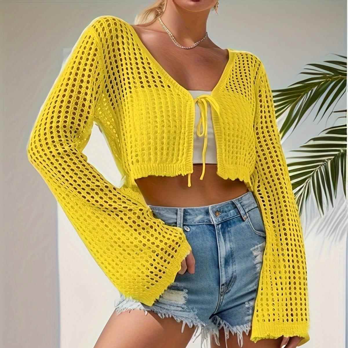 sunscreen crop knit cardigan women solid color thin