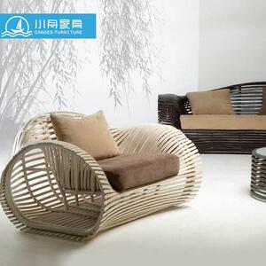 藤编沙发创意设计师艺术休闲庭院民宿风格户外露天酒店花园小家具