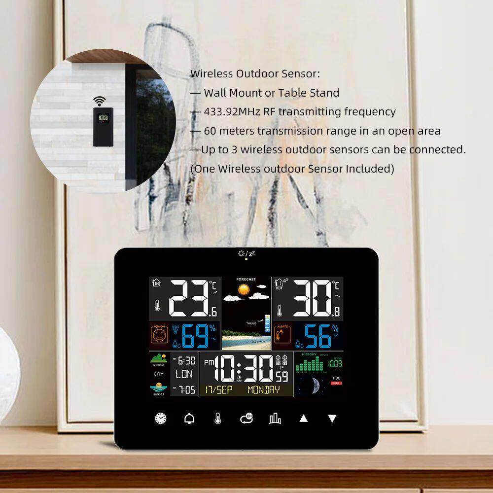 Multifunction Weather Station Alarm Clock Thermometer Hygrom