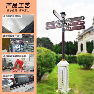 景区广告牌标识导视系统标不志牌锈仿木钢纹落地式绍制801介作指
