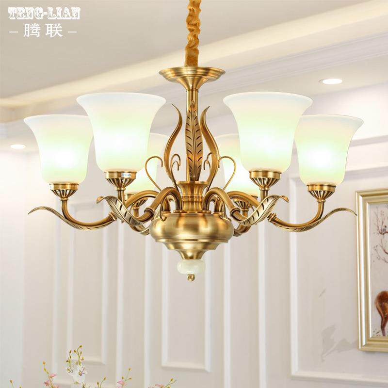 美式大气客厅全铜吊灯欧式大厅卧室餐厅房间吊灯别墅楼梯书房灯具