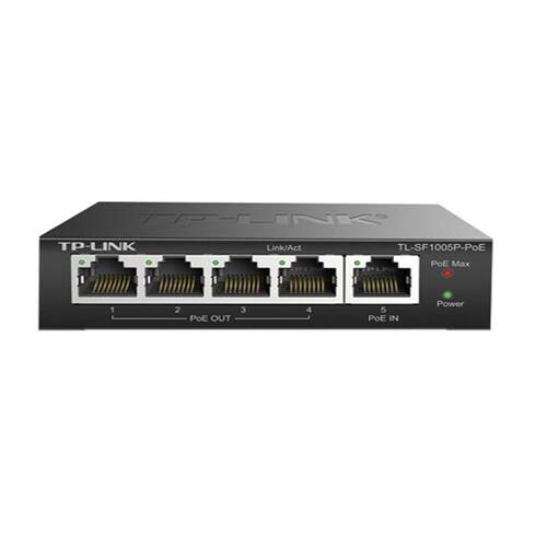 TP-LINK普联 TL-SF1005P-POE 5口百兆POE中继器POE受电一体交换机