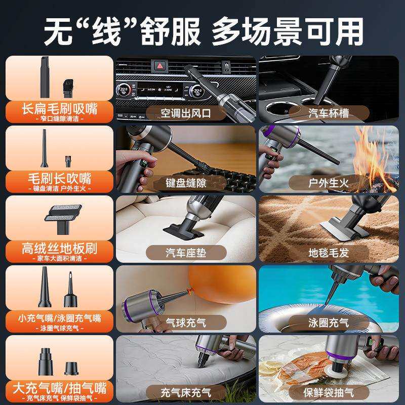 车载吸尘器手持无刷数显屏快充吸尘器家用宠物毛发清理机吹尘机跨