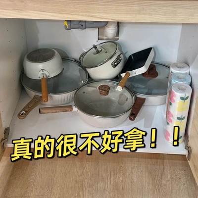 厨房置物架柜子锅架分层橱柜内不锈钢多层台面家用墙角下水槽收纳