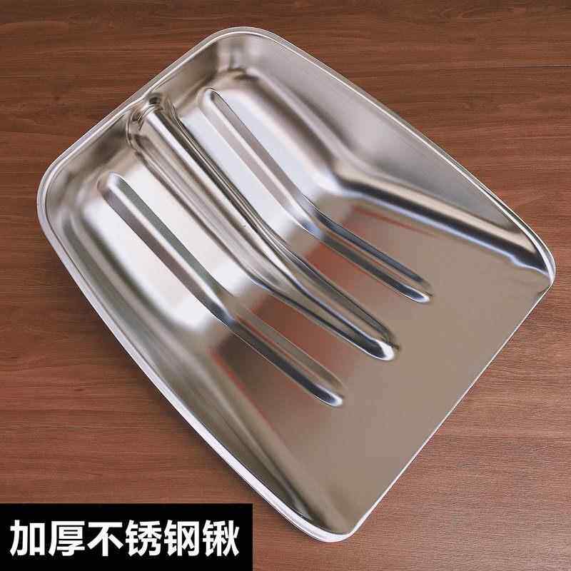 加厚不锈钢铁锹雪铲屯粮掀拌料环卫铲牛粪大号白钢清洁杴木掀头