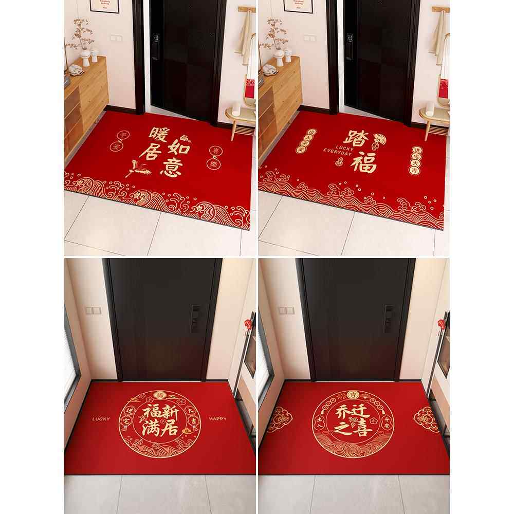 地垫AMB入户门门垫进大门口可户免洗皮革脚垫红色喜庆玄擦关进门