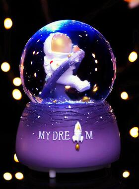 Couple gifts crystal ball music box lit snow sky city music