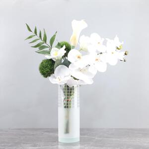 现代极简透明磨砂网格玻璃花器装饰花瓶客厅卧室电视柜家居装饰品