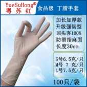 食品特晴厚乳胶手套款 手套 加厚手套加长蓝色批发手套12丁丁腈寸款
