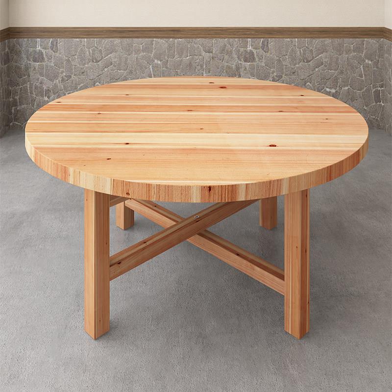 杉木实木圆餐桌现代简约碳化处理 家用小户型可折叠木餐桌