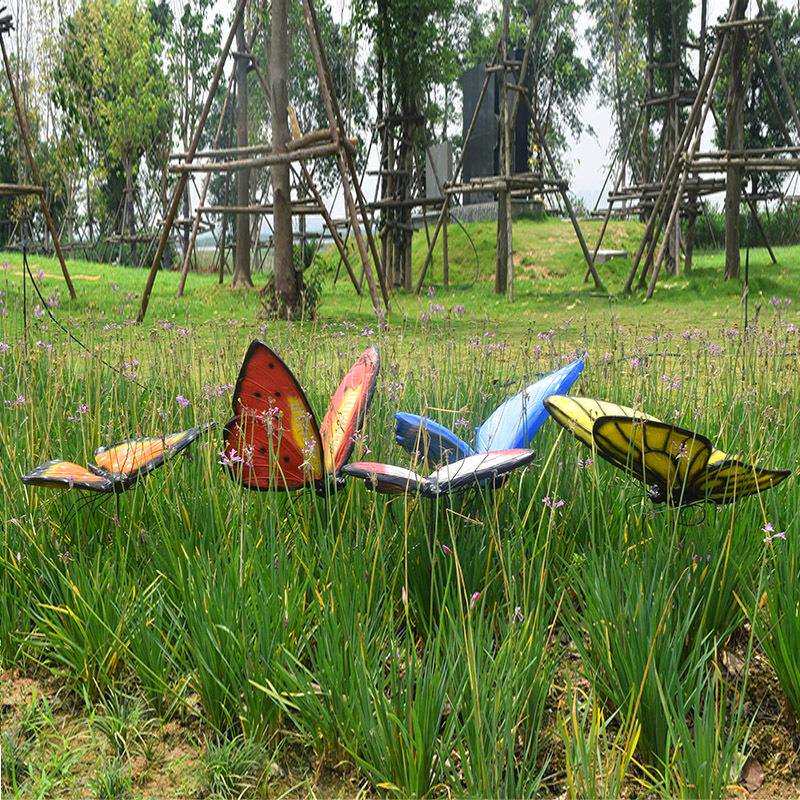 仿真蝴蝶玻璃钢雕塑户外动物石雕昆虫花园公园景区草坪装饰摆件