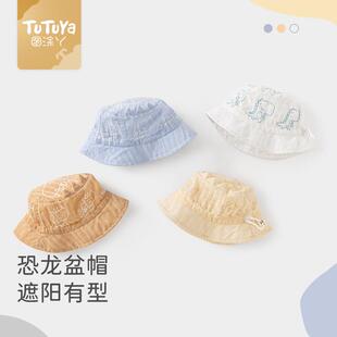 婴儿帽子春秋薄款0一6月新生婴幼儿防晒遮阳帽男女宝宝可爱渔夫帽