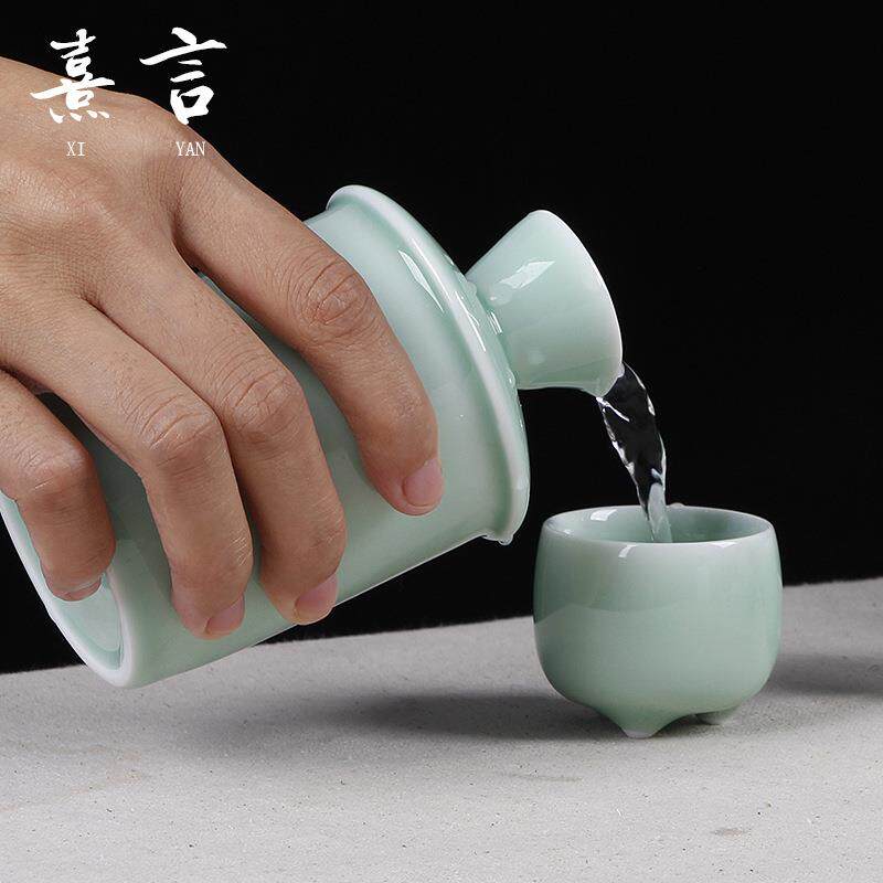 温酒器烫酒壶家用半陶瓷青瓷温酒温酒壶斤酒具套壶装热酒老黄式怀