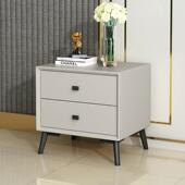 正品 床柜轻奢皮质头全现实木床简约代灰色储物柜北欧卧室收纳边柜