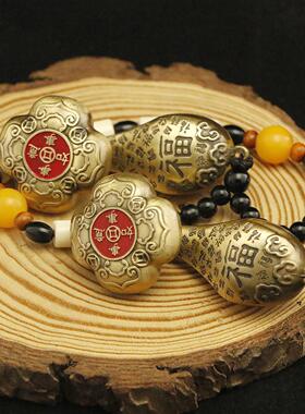 新款黄铜事事如意转转手把件工艺品解压摆件八方来财铜如意