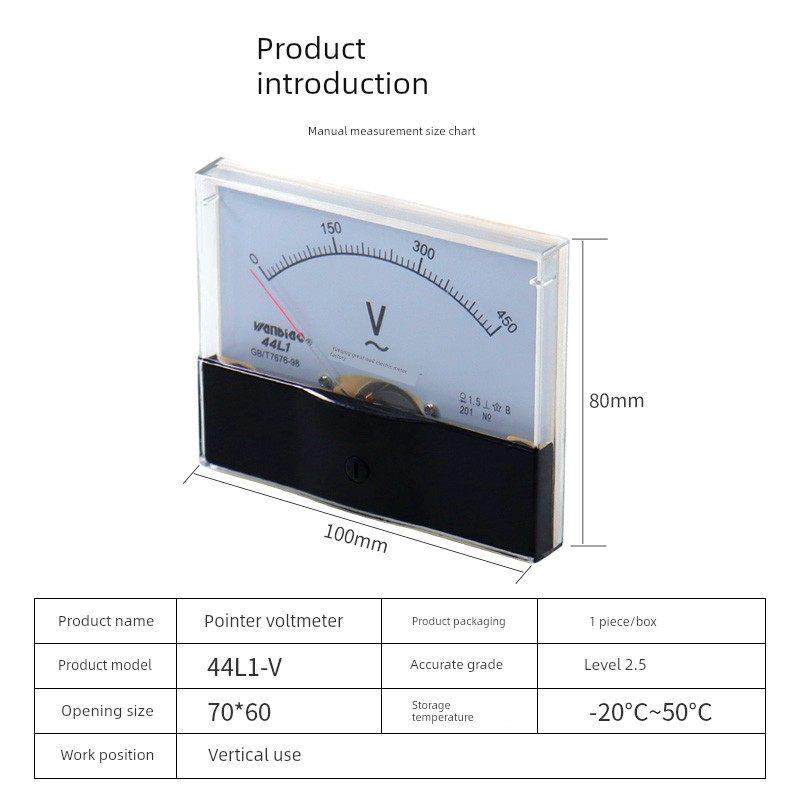 44L1交流电压表50v 100v 250v 300v 450v指针ac安装仪表80*100mm,五金/工具,电表,淘宝优惠券,粉丝福利购,淘宝优惠卷