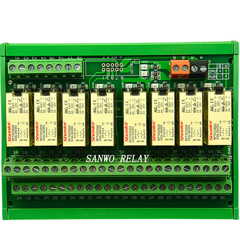 8路申乐继电器模组 PLC直流放大板电路板TKG2R-2C-Q824 8A 2A2B
