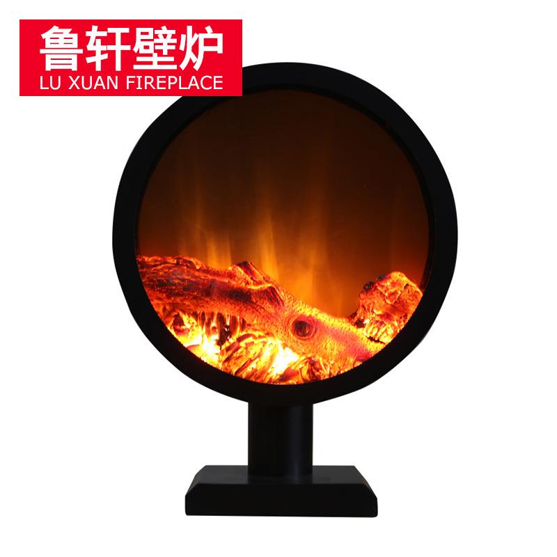 落地式仿真火电子壁炉嵌入式火焰台式圆型迷你取暖器家用装饰壁炉