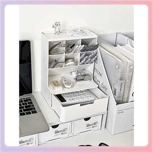 TUF4笔筒收纳盒抽屉式 桌面斜插笔桶办公室书桌学生ins文具杂物置