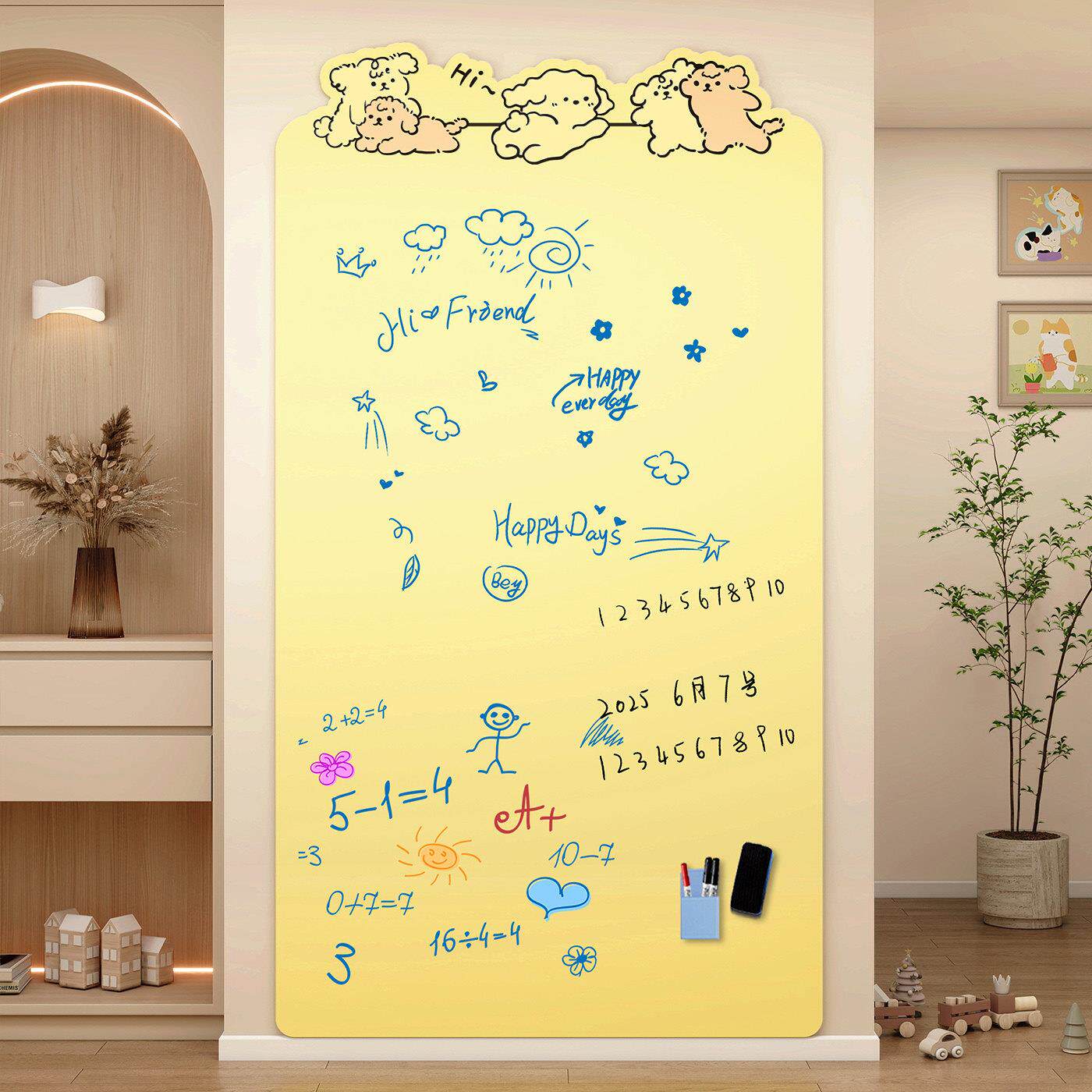 磁吸白板墙贴儿童专用小黑板家用教学可擦画画涂鸦白板墙面装饰