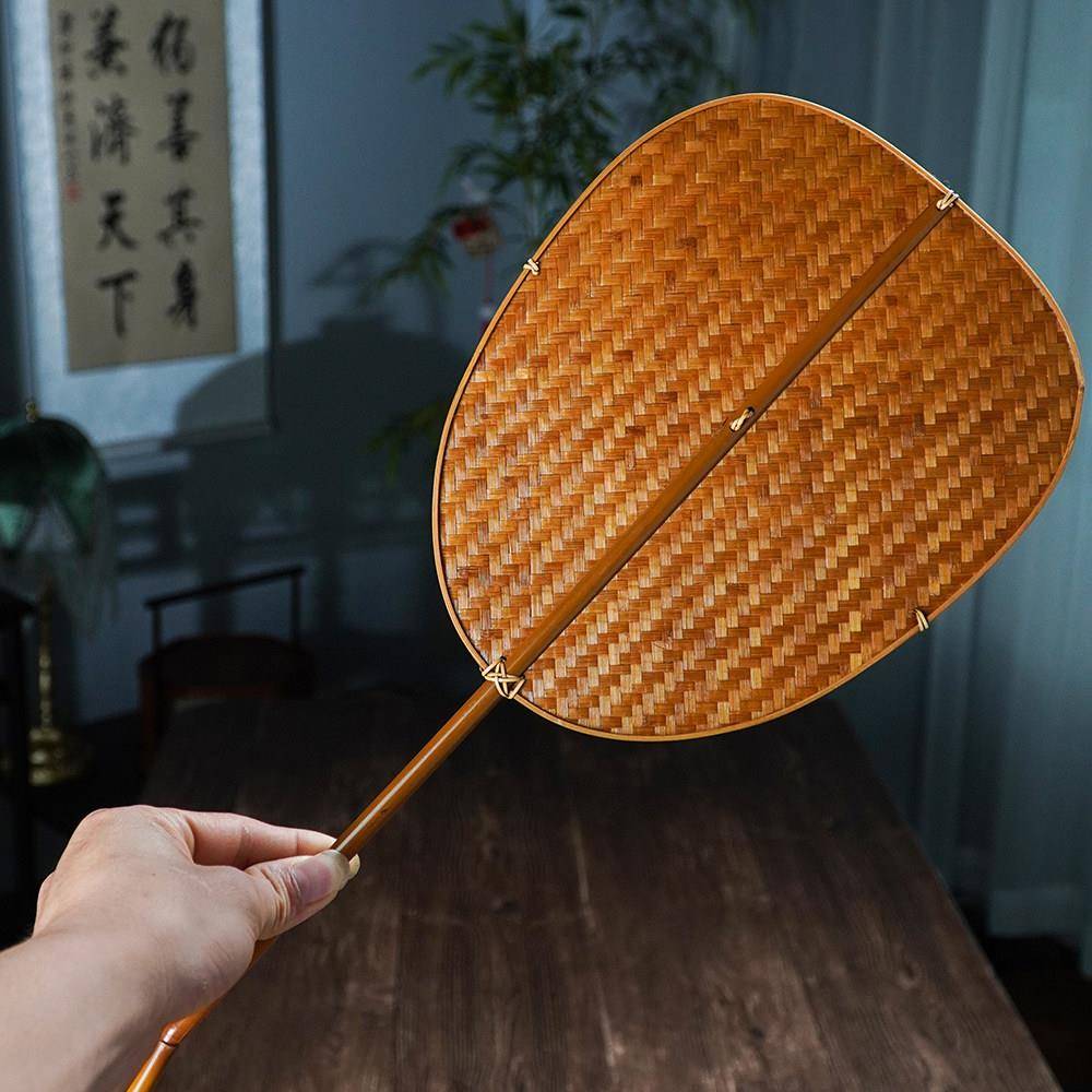 邱师傅竹木古风竹制扇汉服团扇老式旗袍双面竹扇中式扇子纳凉扇子