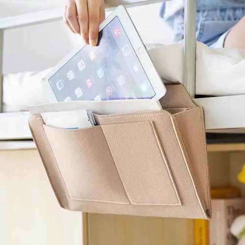 Felt Bedside Organizer Hanging Bag for Home Bedroom Sofa, Cr