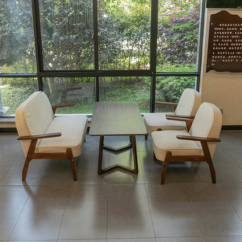 奶茶店桌椅组合甜品咖啡厅书吧简约休闲区双人洽谈个性卡座皮沙发