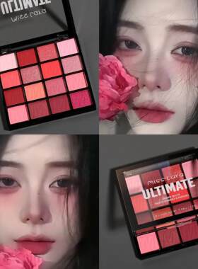 16色新款眼影盘红色系眼妆腮红盘化妆师彩色仙女紫牛油果绿官方旗