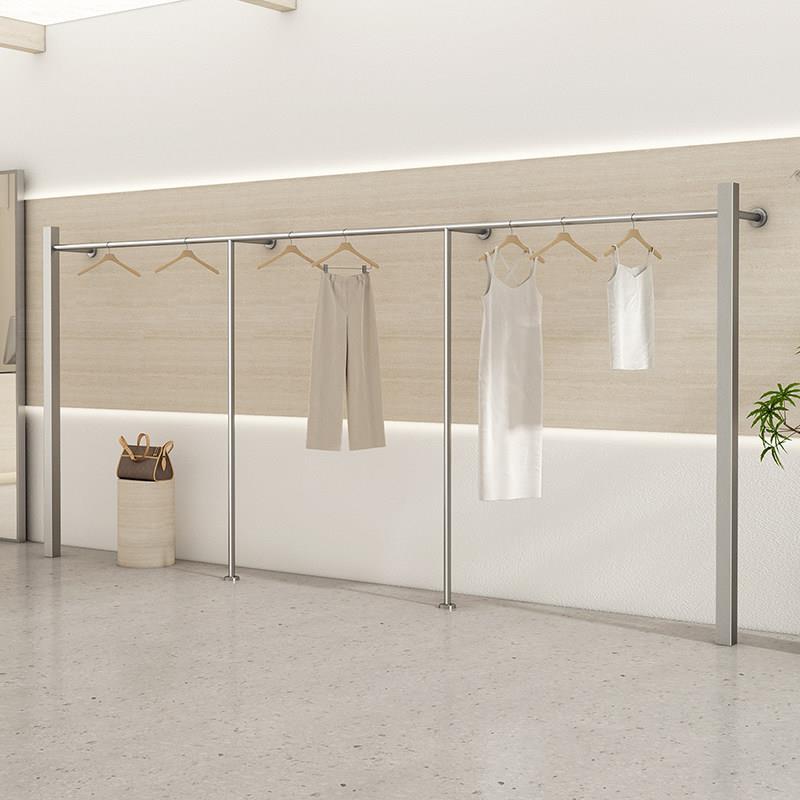 女装店货架服装店专用展示架上墙简约衣服陈列架不锈钢壁挂式衣架