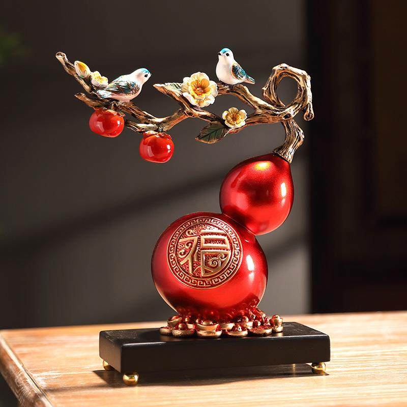 福双全葫芦意摆7697654件树脂工创艺品客厅禄玄关酒柜隔断电视柜
