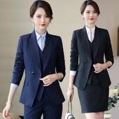 女装 时尚 气质条纹西装 2022春秋季 西装 商务装 正式 工作服 新款
