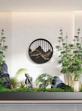 新中式户外壁灯防水太阳能庭院别墅背景墙影壁墙外墙院子山水画灯