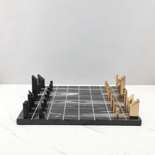 现代简约树脂大理石动感棋盘样板房售楼部卧室书房客厅餐厅饰品