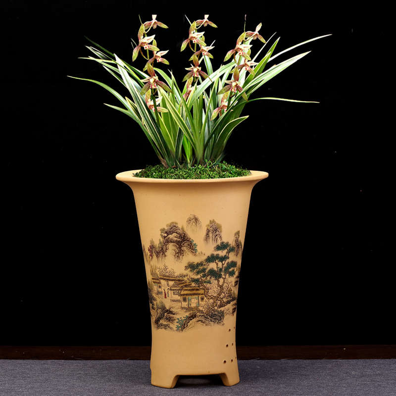 宜兴紫砂兰花大号室内桌面古典高档盆景盆春惠兰君子兰蝴蝶兰包邮