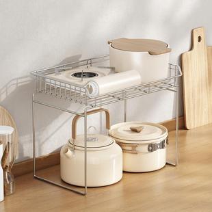 304不锈钢厨房收纳架水杯水壶咖啡机零食橱柜分隔储物双层置物架